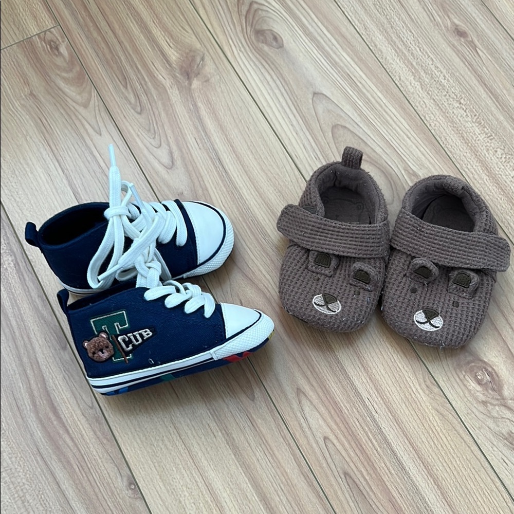 B1G1 🌟 Blue and White Baby High-Top Sneakers with Rubber Sole